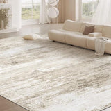 Washable Rug 10x14 Area Rugs for Living Room: Large Neutral Soft Rug Abstract Non Slip Low Pile Modern Carpet for Bedroom Kitchen Nursery Office Dining Room Indoor (Beige, 10'x14')