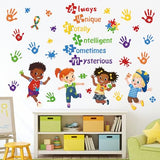 decalmile Autism Wall Decals Inspirational Quotes Colorful Hand Prints Wall Stickers Kids Room Classroom School Library Wall Decor