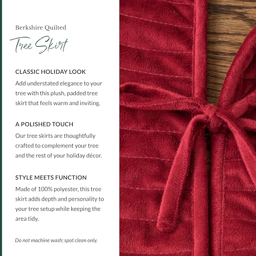 Balsam Hill Berkshire Christmas Cardinal Tree Skirt - Elegant Quilted Tree Base that Beautifully Conceals Your Stand and Enhances Your Holiday Decorating, Cardinal, 60"