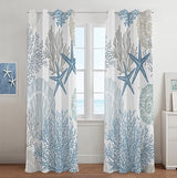 Tritard Coastal Window Curtains Grommet Drapes Nautical Beach Themed Thermal Insulating 50% Light Blocking Privacy Curtain for Living Room, Bedroom 2 Panels Set, 52x84 Inches