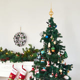 Glass Spherical Christmas Tree Topper Finial Christmas Ornaments with Carved Flowers Holiday Indoor Suitable for Home Party Decoration, 9.8inches, Golden