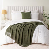 BATTILO HOME Throw Blanket for Couch, Textured Knit Throw, Olive Green Throws for Home Decor, Soft Blanket Throw for Bedroom Decor Housewarming Gifts, 50"x60"
