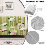 Rose 68 Inch Couch Covers for Armless Sofa Simple Stripe Slipcover for Furniture Protection Stretchable Futon Couch Cover for Indoor