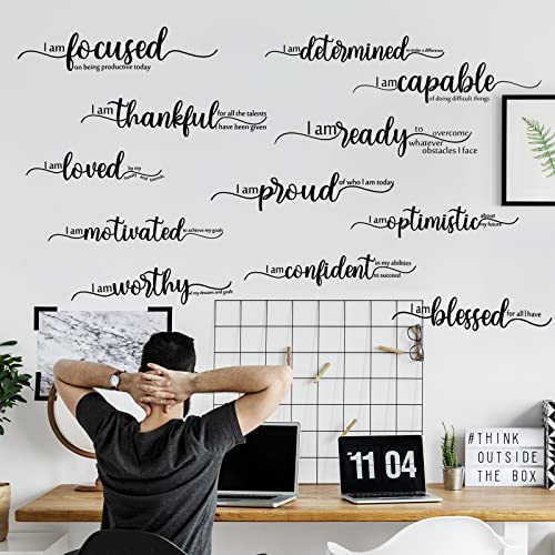 Epakh 2 Sheets Inspirational Wall Decals Motivational Wall Stickers Black Art Decor Positive Affirmation Quote Stickers Vinyl Positive Wallpaper for Living Room Bedroom Office Nursery Restaurants