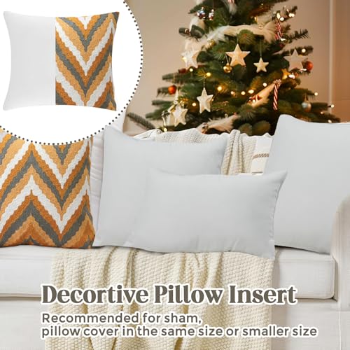 Bafode Throw Pillow Inserts 20'' x 12'' Set of 2, Down Feather Decorative Pillows, Luxury White Throw Pillows for Couch, Sofa, Bed and Cushion