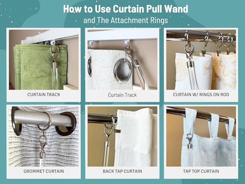 46 inch (4 Pack) Steel Cap Acrylic Curtain Pull Wand - 2 inches shy of 48 inch - Versatile Curtain Wand - Invisible Drapery Wand - Clear Drapery Pull Rod (46 Inch)