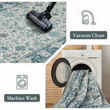Area Rug 8×10, Large Vintage Boho Rug,Ultra-Soft Low Pile, Washable, Non Slip,Stain Resistant, Printed Carpet for Living Room Bedrooms Playroom Office Kitchen, Turquise/Cream