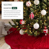 Balsam Hill Berkshire Christmas Cardinal Tree Skirt - Elegant Quilted Tree Base that Beautifully Conceals Your Stand and Enhances Your Holiday Decorating, Cardinal, 60"