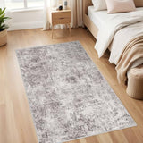 Abstract 3x5 Washable Rug: Modern Non Slip Area Rug Soft Carpet Foldable Distressed Stain Resistant Neutral Rugs for Hallway Living Room Bedroom Decor Indoor Small Farmhouse Rug 3'x5' Gray Cream