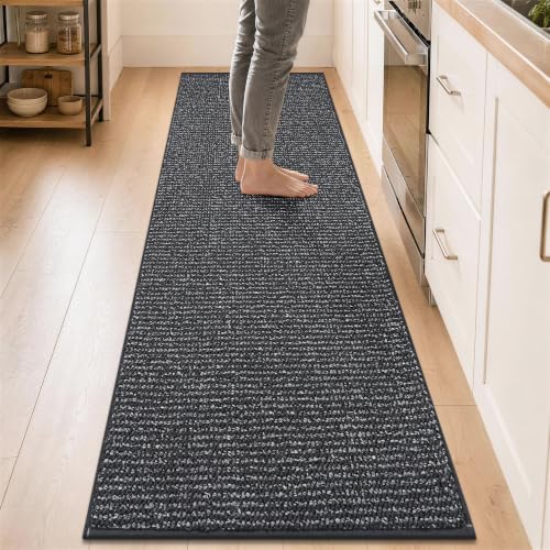 BEQHAUSE Kitchen Runner Rugs 24"x96", Kitchen Mats for Floor, Charcoal