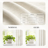 Natural Pinch Pleated Linen Curtains 96 Inches Long for Living Room Bedroom Birch Thick Linen Textured Memory Trained Light Filtering Back Tab Pleated Cream Drapes with Hooks Rings 8 FT