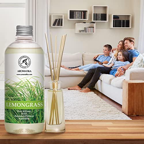 Lemongrass Reed Diffuser Refill, Natural Essential Lemongrass Oil 17 Fl Oz - Fresh & Long Lasting Fragrance - Reed Diffuser Oil Refill for Aromatherapy - Home - Office - Restaurant