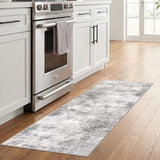IOHOUZE Abstract Runner Rug 2x6 Ft Washable Runners for Hallways, Non Slip Kitchen Runner Printed Faux Wool Entryway Runner Indoor, Modern Abstract Floor Carpet for Hall Kitchen Bedroom, Grey Beige