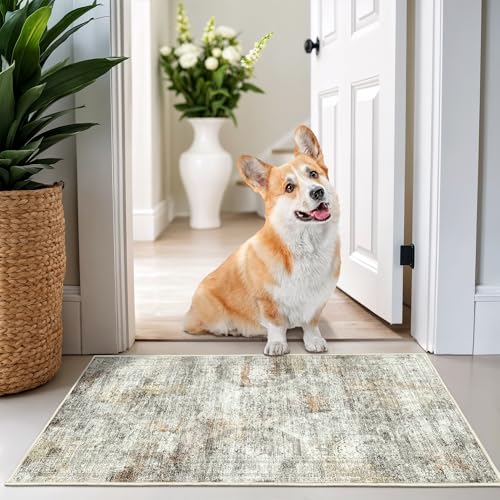 2x3 Rug Non Slip, Small Washable Entryway Rug,Grey