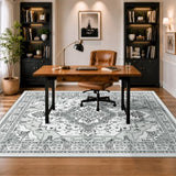 5x7 Washable Area Rug for Living Room, Light Grey