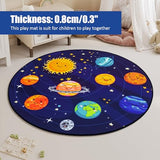 Boshengya Round Space Rug for Kids Room 40x40'' Solar System Circle Rugs for Bedroom Kids Rugs for Playroom Boys Space Planet Theme Rug Living Room Dining Room Decor