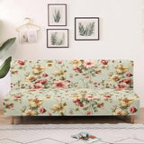 Retro Flower Armless Futon Cover Navajo Southwestern Ethnic Stretch Armless Sofa Slipcover with Elastic Bottom Washable Couch Covers for Sofa Decor