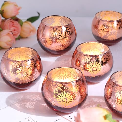 Pink Mercury Glass Votive Candle Holders Set of 12