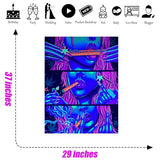 Hippie Hippy Wall Tapestry Trippy Smoking Tapestry Blacklight Tapestries for Stoner Bedroom Room Decor Weed Accessories Smoke Tapestrys Marijuana Cannabis High ST Poster Trippy Room Decor 29” x 37”