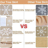 AerWo 48inch Christmas Tree Skirt with White Snowflake, Burlap Tree Skirt with Fur Sides Farmhouse Christmas Tree Skirts for Xmas Decor Festive Holiday Decorations Indoor Outdoor