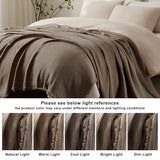 WDCOZY 100% Cotton Muslin Blanket King Size 4-Layer for Bed Breathable Lightweight Soft Large Boho Farmhouse Linen Tassels Ruffle Gauze Blankets 108x90 Inches Brown Mocha Chocolate Coffee Taupe