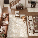 Soalmost Hallway Runner Rug 3x10, Neutral Floral Washable Runner Rug Beige
