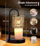 Candle Warmer Lamp Electric Timer: Dimmable Candles Warming Lamps - Height Adjustable Burner Jar - No Flame Scented Melts Wax - All Candle Jars Home Decor Table Light