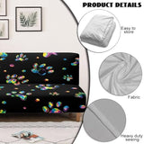 Rainbow Paw Print Armless Futon Couch Cover Black Slipcover for Futon Sofa Furniture Decor Anti Slip Couch Slipcover for Office