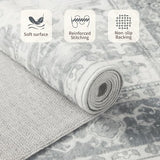 5X7 Washable Area Rug for Living Room, Light Grey