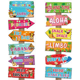 24 Pieces Luau Party Decorations Hawaiian Party Welcome Directional Sign Summer Tropical Party Sign for Luau Hawaiian Theme Party Decorations Birthday Party Supplies