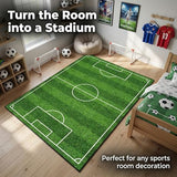 Soccer Rug for Kids, 59" x 39.4" Soccer Field Area Rug | Soccer field design, soft surface, non-slip backing, suitable for bedroom, game room and indoor activity areas