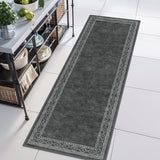 Lahome Modern Bordered Rug Runners for Hallways Non Slip, Ultra-Thin 2x6 Kitchen Runner Rugs Non Skid Washable, No Shedding Soft Hallway Runner Rug for Bedroom Entryway Laundry Room (2x6ft,Gray)