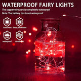 8 Pack Red Fairy Lights Battery Operated, 7ft 20 LED Mini String Twinkle Lights for Valentine's Day Christmas Halloween Mason Jars Party Centerpiece Table Decorations (8, Red)