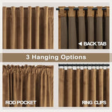 Velvet Curtains 84 Inch Length 2 Panels Set Gold Brown Light Blocking Thermal Insulated Room Darkening Window Drapes Soft Luxury Curtain for Living Room Bedroom Back Tab Pleated Pocket 7ft Long Golden