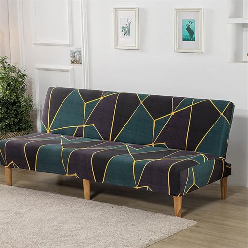 Folding Sofa Bed Cover Solid Color Futon Armless Slipcover Polyester Elastic Fabric All Inclusive Cover