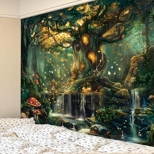 Apdidl Forest Tapestry | Nature Green Wall Decor for Bedroom, Extra Large Tree of Life Tapestries, Fairy Landscape Living Room Decor, Fantasy Mystical Magical Backdrop Wall Hanging for Dorm (51"X60")