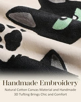 Embroidered Throw Pillow Cover 20x20 Inch, Cat Bone