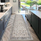 KOZYFLY Vintage Washable Rug Runner 2.6x10 Hallway Rug Runner Grey/Beige