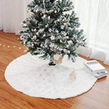 Christmas Tree Skirt 30/36/49 inches Xmas White Tree Skirts Snowflake Embroidery for Christmas Decorations Holiday Party 198 Silver 78