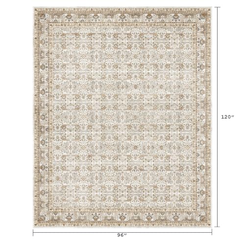Area Rug 8x10 Washable,Vintage Non-Slip Low Pile Living Room Rugs