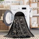 Ruaruarug Washable Area Rug Runner 2×6 for Kitchen Living Room Bedroom, Ultra Soft Non Slip Stain & Fade Resistant, Pet & Kids Friendly, Suitable for High Traffic Areas Easy to Clean, Black Grey
