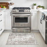 2x3 Washable Non-Slip Area Rug - Soft Low Pile Throw Rug for Kitchen Entryway Bedroom - Modern Indoor Door Mat with Rubber Backing (Beige Grey)