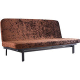 Velvet Futon Cover Armless Sofa Cover, Stretch Sofa Bed Slipcover for Foldable Futon Furniture Protector Couch Cover Decorative (Brown)
