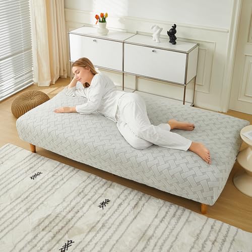 Armless Futon Cover Stretch Sofa Bed Slipcover Futon Slipcovers No Arms Futon Couch Cover with Folding Arms for Living Room Bedroom (Dark Gray,Medium)