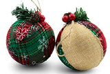 12 Piece Rustic Christmas Tree Ornaments, Farmhouse Christma Decoration, Natural Jute Burlap Christmas Ball