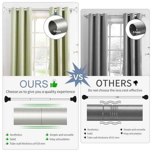 TVWOO Silver Decorative Crystal Curtain Rods 36 to 88 Inch:Heavy Duty Adjustable Window Curtains Rods for Living Room Bedroom,Nickel Modern Girly Acrylic Drapery Rod with Clear Bling Diamond Finials