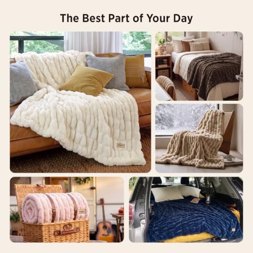 Bedsure Soft Double-Sided Faux Fur Twin Blanket, Black, 60"x80"