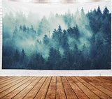 EMMTEEY Forest Tapestry Wall Hanging 80x60 Inch - Green Misty Pine Tree Nature Wall Art, Large Tapestries for Bedroom Living Room Dorm Office Home Decor