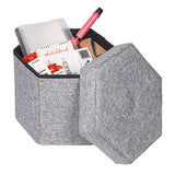Vintiquewise Small Grey Foldable Hexagon Pouf Ottoman Foot Rest, Soft Ottoman Pouf Foot Stool for Living Room, Bedroom, Office, Storage Ottoman for Couch