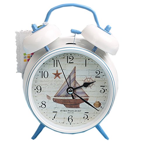 New Alarm clock Mediterranean Sea creative student mute clock (Sailboat)